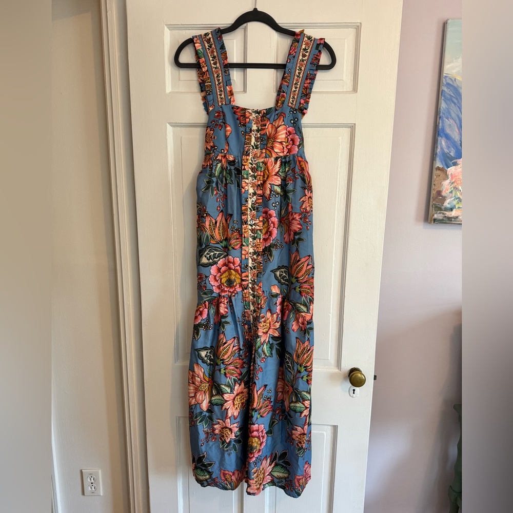 FARM Rio Blue Wonderful Bouquet Sleeveless Maxi Dress, Like New! XS